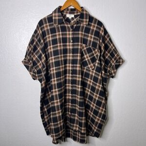 Entro Black Plaid Oversized Dolman Sleeve Shirt Dress Womens Size Medium